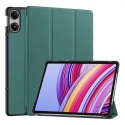   Husă în picioare, efect piele (FLIP activ, deschidere laterală, TRIFOLD, suport pentru desktop) VERDE ÎNCHIS Xiaomi Redmi Pad Pro