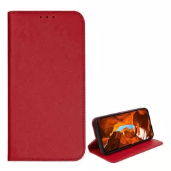   HUSĂ! - Husă în picioare, efect piele (FLIP, deschidere laterală, suport de masă, buzunar pentru card, efect textil) RED T Phone 2 Pro 5G