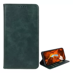   HUSĂ! - Husă în picioare, efect piele (FLIP, deschidere laterală, suport de birou, model de piele uzată, premium) VERDE ÎNCHIS T Phone 2 Pro 5G