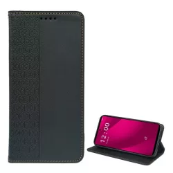   HUSĂ! - Husă în picioare, efect piele (FLIP, deschidere laterală, suport de masă, trifoi) BLACK T Phone 2 Pro 5G