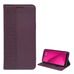   HUSĂ! - Husă în picioare, efect piele (FLIP, deschidere laterală, suport de masă, trifoi) DARK PURPLE T Phone 2 5G
