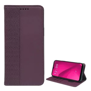 HUSĂ! - Husă în picioare, efect piele (FLIP, deschidere laterală, suport de masă, trifoi) DARK PURPLE T Phone 2 5G