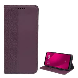   HUSĂ! - Husă în picioare, efect piele (FLIP, deschidere laterală, suport de masă, trifoi) DARK PURPLE T Phone 2 Pro 5G