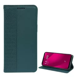   HUSĂ! - Husă în picioare, efect piele (FLIP, deschidere laterală, suport de masă, trifoi) VERDE ÎNCHIS T Phone 2 Pro 5G