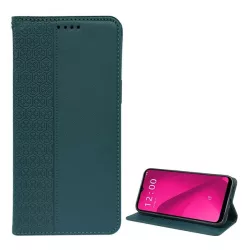   HUSĂ! - Husă în picioare, efect piele (FLIP, deschidere laterală, suport de masă, trifoi) VERDE ÎNCHIS T Phone 2 5G