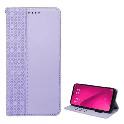   HUSĂ! - Carcasa in picioare, efect piele (FLIP, deschidere laterala, suport de masa, trifoi) LIGHT PURPLE T Phone 2 5G
