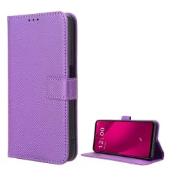   HUSĂ! - Husă în picioare, efect piele (FLIP, deschidere laterală, suport de masă, romb + curea de mână) LILA T Phone 2 Pro 5G