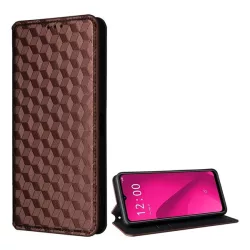   HUSĂ! - Carcasă în picioare, efect piele (FLIP, deschidere laterală, suport de birou, romb 3D complet, premium) BRONZE T Phone 2 5G