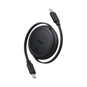 Cablu de date BASEUS FREE2PULL MINI (Tip-C - Tip-C, 60W, încărcător rapid PD, 100cm, bobinabil) NEGRU