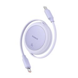   Cablu de date BASEUS FREE2PULL MINI (Tip-C - Tip-C, 60W, încărcător rapid PD, 100cm, bobinabil) PURPLE