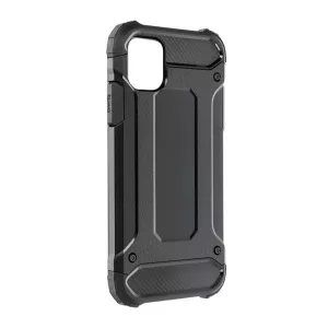 HUSĂ! - Protector de telefon din plastic Defender (rezistenta la impact, colt cu perna de aer, interior din silicon, efect metalic) NEGRU Apple iPhone 16 Pro