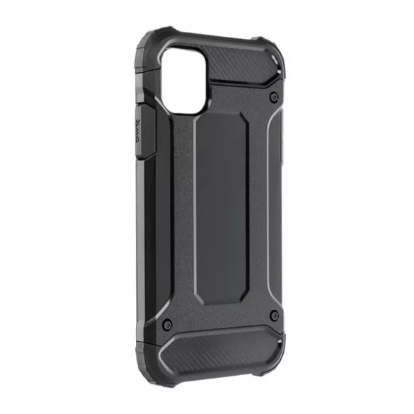 HUSĂ! - Protector de telefon din plastic Defender (rezistenta la impact, colt cu perna de aer, interior din silicon, efect metalic) NEGRU Apple iPhone 16 Pro