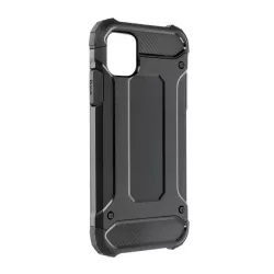   HUSĂ! - Protector de telefon din plastic Defender (rezistenta la impact, colt cu perna de aer, interior din silicon, efect metalic) NEGRU Apple iPhone 16 Pro Max