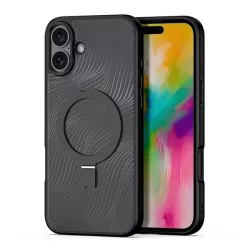   HUSĂ! - Protectie telefon din plastic DUX DUCIS AIMO (rezistenta la impact, cadru silicon, protectie camera, MagSafe, suport, val) NEGRU Apple iPhone 16