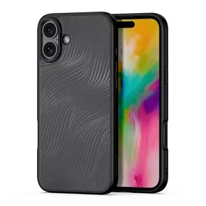 HUSĂ! - Protectie telefon DUX DUCIS AIMO din plastic (rezistenta la impact, cadru silicon, protectie camera, mat, val) NEGRU Apple iPhone 16 Plus
