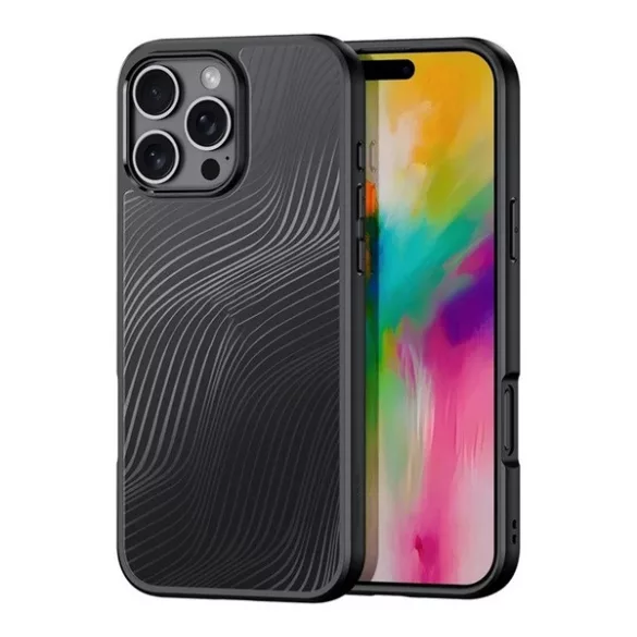 HUSĂ! - Protectie telefon DUX DUCIS AIMO din plastic (rezistenta la impact, cadru silicon, protectie camera, mat, val) NEGRU Apple iPhone 16 Pro