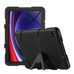   Protectie din plastic pentru telefon (protecție 360°, rezistență puternică la impact, față din plastic, suport + folie de protecție pentru ecran) NEGRU Samsung Galaxy Tab A9 Plus WIFI (SM-X210), Galaxy Tab A9 Plus 5G (SM)