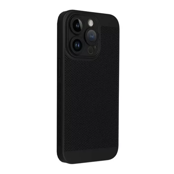 HUSĂ! - Protectie din plastic pentru telefon (respirabila, perforata, protectie camera) NEGRU Apple iPhone 16 Pro