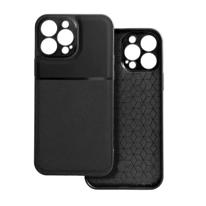 HUSĂ! - Protectie din plastic pentru telefon (cadru din silicon, rezistenta la impact, magnetic, spate cu efect piele, dungi) NEGRU Apple iPhone 16 Plus