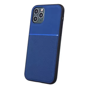 HUSĂ! - Protectie din plastic pentru telefon (cadru din silicon, rezistenta la impact, magnetic, spate cu efect piele, dungi) ALBASTRU INCHIS Apple iPhone 16 Pro