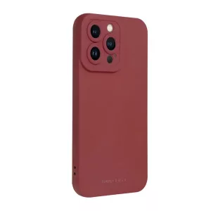 HUSĂ! - Protector de telefon din silicon ROAR LUNA (ultra-subtire, mat, protector pentru camera, wireless) BURGUNDY Apple iPhone 16 Pro Max