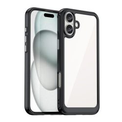  HUSĂ! - Protectie de telefon din silicon (rezistenta la impact, spate transparent) NEGRU Apple iPhone 16 Plus