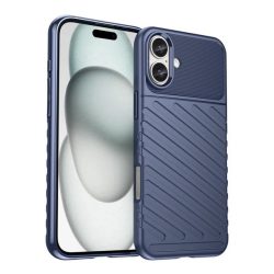   HUSĂ! - Protectie de telefon din silicon (rezistenta la impact, cu dungi, model convex) ALBASTRU INCHIS Apple iPhone 16 Plus