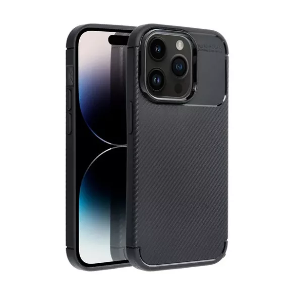 HUSĂ! - Protectie de telefon din silicon (rezistenta la impact, colt cu perna de aer, model carbon) NEGRU Apple iPhone 16 Pro