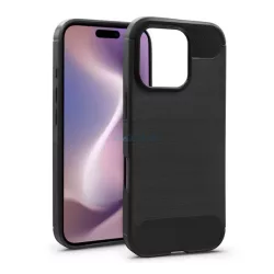   HUSĂ! - Protector de telefon din silicon (rezistenta la impact, colt cu perna de aer, periat, model carbon) NEGRU Apple iPhone 16 Pro Max