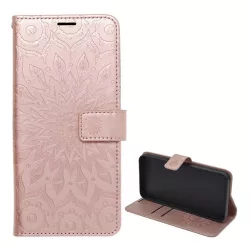   HUSĂ! - Husă în picioare, efect piele (FLIP, deschidere laterală, suport de masă, curea de mână, mandala) ROSE GOLD Apple iPhone 16 Pro