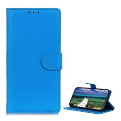   HUSĂ! - Husă în picioare, efect piele (FLIP, deschidere laterală, suport desktop, premium) ALBASTRU DESCHIS Apple iPhone 16 Pro Max