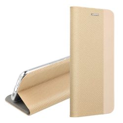   HUSĂ! - Husă în picioare, efect piele (FLIP, deschidere laterală, suport de masă, model textil) GOLD Apple iPhone 16 Plus