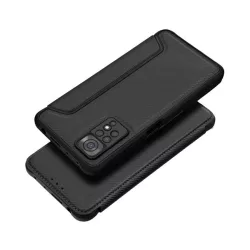   HUSĂ! - Carcasa in picioare, efect piele (FLIP, deschidere laterala, rezistenta la impact, colt cu perna de aer, protectie camera, model carbon) NEGRU Apple iPhone 16 Pro Max