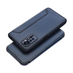   HUSĂ! - Carcasa in picioare, efect piele (FLIP, deschidere laterala, rezistenta la impact, colt cu perna de aer, protectie pentru camera, model carbon) ALBASTRU INCHIS Apple iPhone 16 Plus