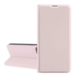   HUSĂ! - Husă în picioare, efect piele (FLIP, interior din silicon, deschidere laterală, suport de masă, buzunar pentru card) BABY PINK Apple iPhone 16
