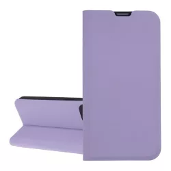   HUSĂ! - Husă în picioare, efect piele (FLIP, interior din silicon, deschidere laterală, suport de masă, buzunar pentru card) PURPLE Apple iPhone 16 Pro Max