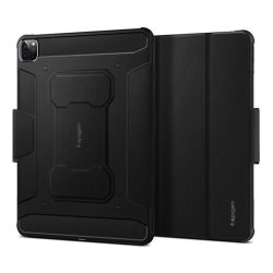   Carcasă SPIGEN RUGGED ARMOR PRO în picioare (FLIP activ, rezistență la șoc, TRIFOLD, suport de birou, suport pentru creion) NEGRU Apple IPAD Air 13 (2024), IPAD Pro 12.9 (2022), IPAD Pro 12.9 (2021)