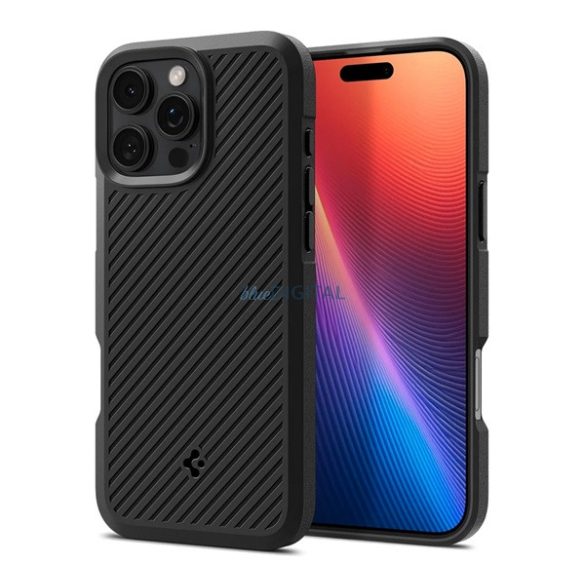 SPIGEN CORE ARMOR silicon telefon protector (rezistent la șocuri, protecția camerei, cu dungi) BLACK Apple iPhone 16 Pro Max