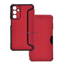   Carcasă permanentă, efect piele (FLIP, deschidere laterală, rezistență la șocuri, colț hover, protecție cameră, model carbon) PIROS Samsung Galaxy A15 5G (SM-A156), Galaxy A15 (SM-A155)