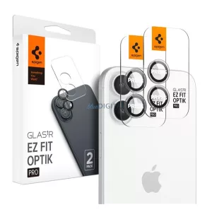 SPIGEN OPTIK PRO geam de protecție pentru camera foto 2pcs (9H, doar lentila) pentru Apple iPhone 16, iPhone 16 Plus