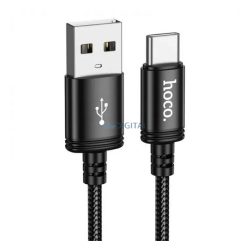   HOCO X91 cablu de date (USB - Type-C, 3A, încărcător rapid, 300cm, șiret) NEGRU