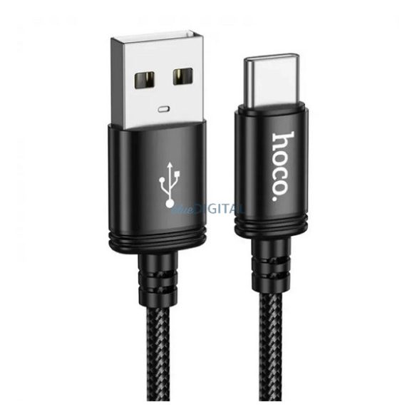 HOCO X91 cablu de date (USB - Type-C, 3A, încărcător rapid, 300cm, șiret) NEGRU