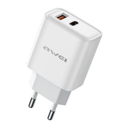   AWEI PD81-EU încărcător de rețea USB+priză de tip C (22,5 W, GaN, încărcător rapid PD) ALB