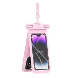   HUSĂ! - Carcasă impermeabilă/impermeabilă USAMS, AQUA (universală, IP68, umeraș pentru gât, design cu două compartimente, dimensiune 7 inchi) CULOARE ROZ