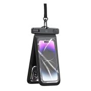   Carcasă impermeabilă/impermeabilă USAMS, AQUA (universală, IP68, agățată pentru gât, design cu două compartimente, dimensiune 7 inchi) NEGRU