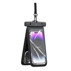   HUSĂ! - Carcasă impermeabilă/impermeabilă USAMS, AQUA (universală, IP68, agățată pentru gât, design cu două compartimente, dimensiune 7 inchi) NEGRU