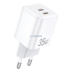   AWEI PD65-EU încărcător de rețea 2 prize Type-C (35W, GaN, încărcător rapid PD) ALB