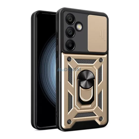 HUSĂ! - Protecție din plastic pentru telefon Defender (antișoc, interior din silicon, inel de fixare, protecție pentru cameră) GOLD Samsung Galaxy S24 FE (SM-S721)