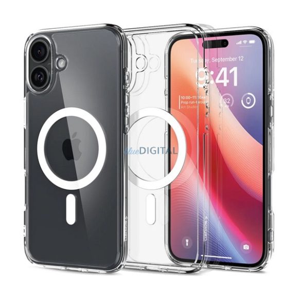 SPIGEN CRYSTAL HYBRID silicon protector de telefon (rezistent la impact, cadru din plastic, MagSafe) pentru Apple iPhone 16