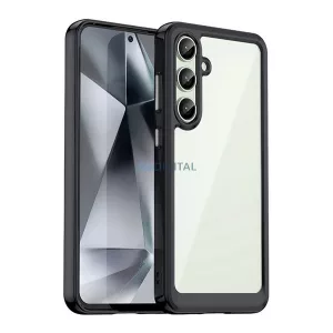 HUSĂ! - Silicon protector de telefon (rezistent la șocuri, spate transparent) BLACK Samsung Galaxy S24 FE (SM-S721)